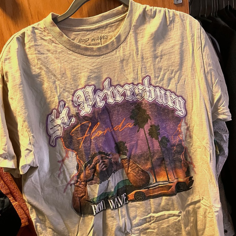 Rod Wave T-Shirt, Mens Large, Cream